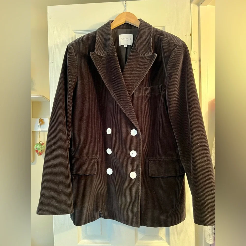 Madewell/Alexa Chung Black Corduroy Double-Breasted Blazer